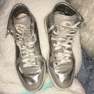 Silver Gucci high top shoes